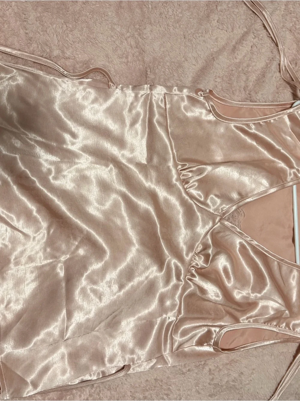 Satin V-Neck Chemise Top - Blush Pink